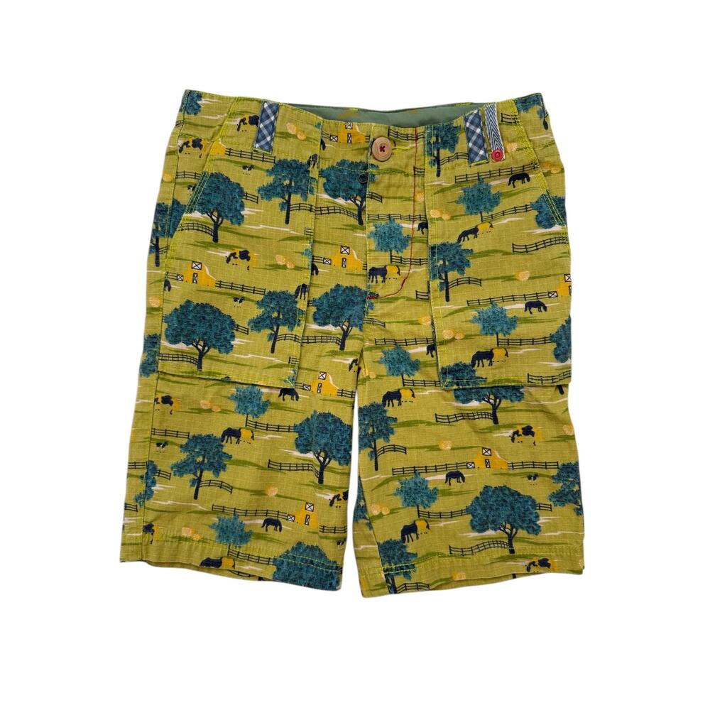 MATILDA JANE x JOANNA GAINES Green Farm Country Canvas Shorts Size 8 Boys Horse
